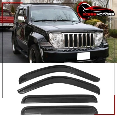 Se adapta a 08-14 Jeep Liberty acrílico ventana lateral viseras sol lluvia deflector protector 4 piezas Foto 1 de 4