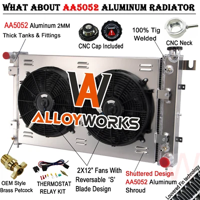 For 1998-2002 Dodge Ram 1500 2500 3500 5.9L V8 GAS 3 Row Radiator Shroud Fan Foto 1 de 4