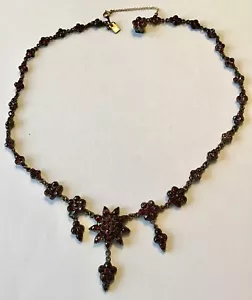 ANTIQUE VICTORIAN GOLD FILLED BOHEMIAN GARNET NECKLACE B14 - Picture 1 of 3