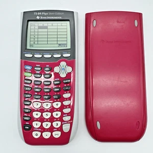 Texas Instruments TI-84 Plus Silver Edition Red/Pink Graphing Calculator + Cover - Picture 1 of 22