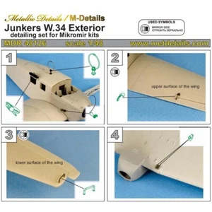 Junkers W,34, Juego de detalles exteriores (MikroMir) impreso en 3D 1:48 para modelo de avión - Imagen 1 de 6
