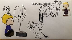 2022 Charles Schulz Peanuts HAND DRAWN CACHET Hadley, MA Pictorial Fancy Cancel