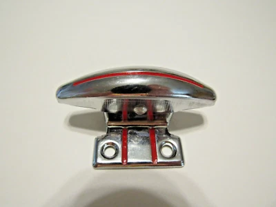 Vtg Trailer Chrome Cabinet Cupboard Door Rocker Latch Handle Pull Red Lines 40's - Image 1 of 4