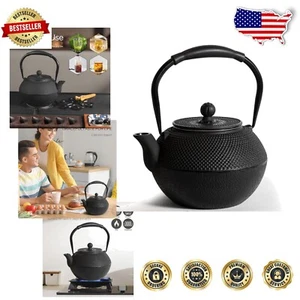 42oz Japanese Cast Iron Teapot - Decorative Stovetop Kettle with Silicone Handle - Picture 1 of 8