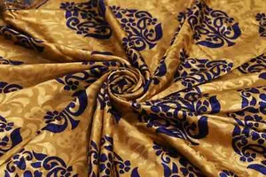 Vestido de tela artesanal de seda amarilla Sari de 5 yardas de colección estampado saris vintage - Imagen 1 de 3