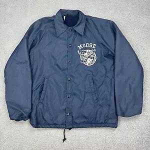 VTG 1960s Champion Coach Jacket Mens Medium Navy Moose Lodge Lined Running Man - Picture 1 of 20