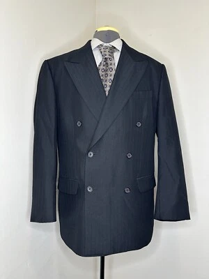 Giorgio Cosani мужской 42R 46» Blazer Sport пальто костюм куртка черная полоса 6 кнопка - Изображение 1 из 4