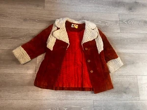 VTG 70s Burnt Orange? Suede Girl’s Child’s Jacket With Fur Trim (read Descrip) - Picture 1 of 9