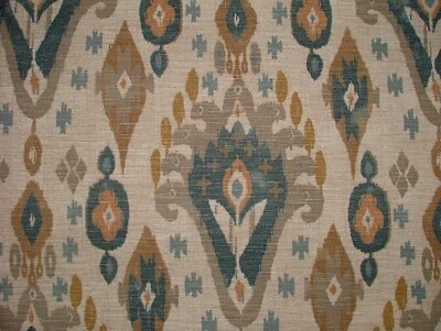 iLiv Boho Tan Ikat Linen Blend Cotton Curtain Upholstery Cushion Blind Fabric - Image 1 of 4