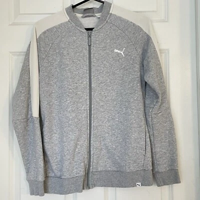 Suéter Puma Para Mujer Mediano Gris Blanco Logo Sudadera Cremallera Completa Mezcla de Algodón Foto 1 de 4
