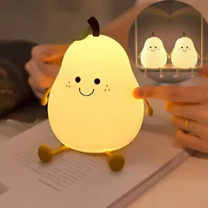 LED Night Light Pear Shaped USB Rechargeable Bedside Decoration Light Kid Gift - Picture 1 of 13