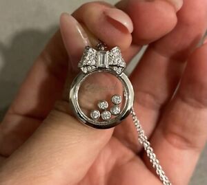 Round Glass Happy Necklace Diamonds Inside NoBrand Chopard Jewellery 925 Silver
