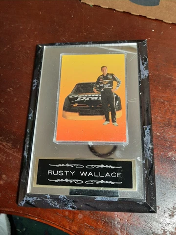 Vintage RUSTY WALLACE Trading CARD WOOD PLAQUE NAME PLATE Cover