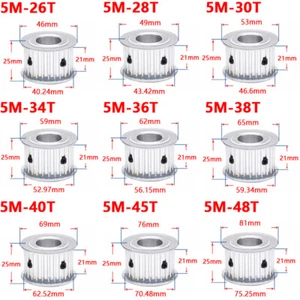 5M 26T-48Teeth Timing Pulley Without Step Synchronous Wheel For 20mm Width Belt - Picture 1 of 16