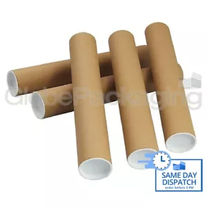 10 x A3 Quality Postal Cardboard Poster Tubes Size 330mm x 50mm + End Caps - Picture 1 of 7