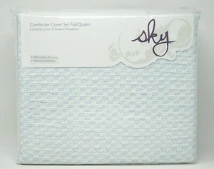 Sky Home Ayana Floral Cotton 3-Pc. Duvet Cover Set - FULL / QUEEN - Blue / White - Picture 1 of 4