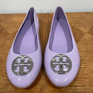 Tory Burch Ballet Flats Mini Travel Shoes 8 Lavender Purple Jelly Silver Sandal - Picture 1 of 10