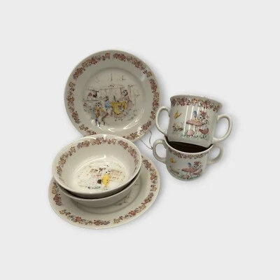 Pair of Vintage Trisa Childs Porcelain Mouse Family Dinner Set Mug, Bowl, Plates - image 1 of 4