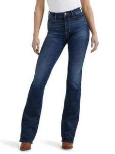 Jeans donna Wrangler vita alta bootcut elasticizzato, blu scuro, nuovo con etichetta - Foto 1 di 4