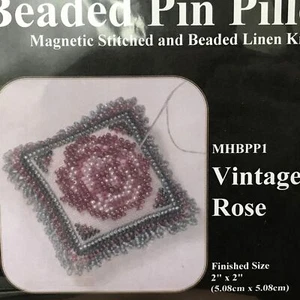 Mill Hill Beaded Pin Pillow linen cushion Kit Vintage Rose Beading needle minder - Picture 1 of 2