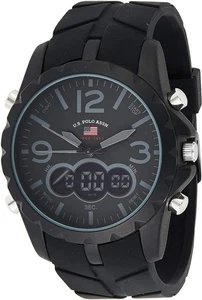 U.S. Polo Assn. Reloj Hombre Multifunción Correa Silicona Negra Analógico Digital Di - Imagen 1 de 7