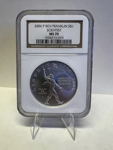 Benjamin Franklin 2006-P Scientist $1 Commemorative Silver Dollar NGC MS70 - Picture 1 of 2