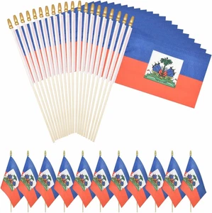 20er Pack Haiti Mini Stick Flagge klein haitianisch Handflaggen 5 x 8 Zoll verblassen Resista - Bild 1 von 6