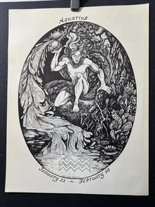 1970s Astrology Print Aquarius Judy King Rieniets - Picture 1 of 15