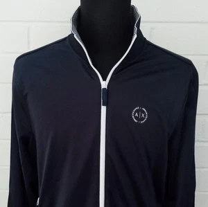 Armani Exchange Track Jacket Men's Extra Large Full Zip Navy Blue Poly Logo EXC - Picture 1 of 13