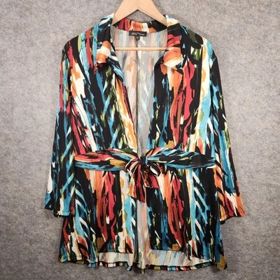 Cárdigan de oficina Slinky Brand frente abierto para mujer XL azul naranja cápsula EE. UU. Foto 1 de 4