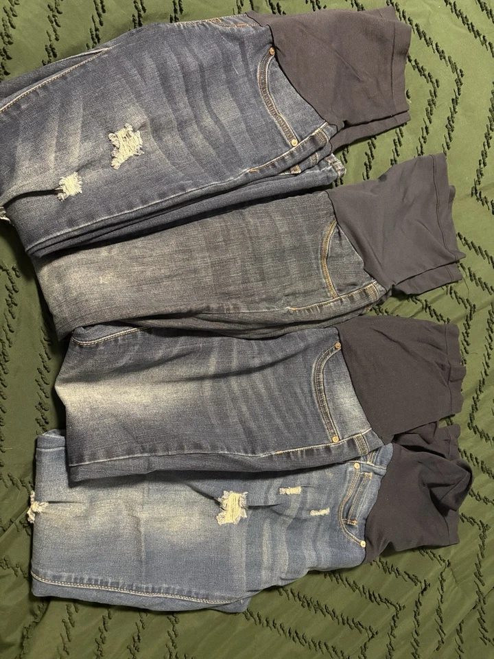 Women's Maternity Jeans Pants Denim Medium Wash Pregnancy Skinny ~ SMALL - Image 1 of 1