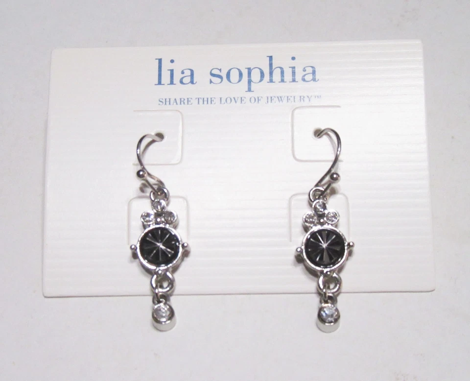 Lia Sophia珠宝切割水晶耳环银色和赤铁矿 — 第 1/3 张图片