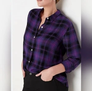 Camisa J Jill para mujer XL todos los días a cuadros con botones delanteros púrpura manga larga franela - Imagen 1 de 9