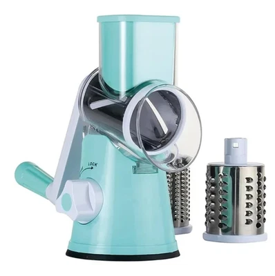 1pc Manual Rotary Vegetable Slicer – 3 Blade Shredder & Cheese Cutter - NEW - Image 1 of 4