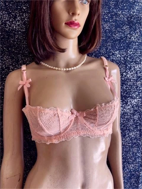 SUJETADOR BALCONETTE ENCAJE ROSA CON AROS TALLA UK 36 B Foto 1 de 4