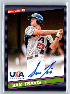 2013 donruss baseball team usa sam travis auto /50 on card - Image 1 of 2