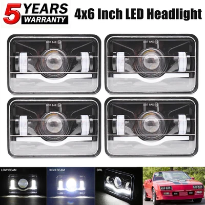 Faro LED H4656/4651 negro alto/bajo sellado para Cadillac Cimarron 1982-1985 4x6" Foto 1 de 4