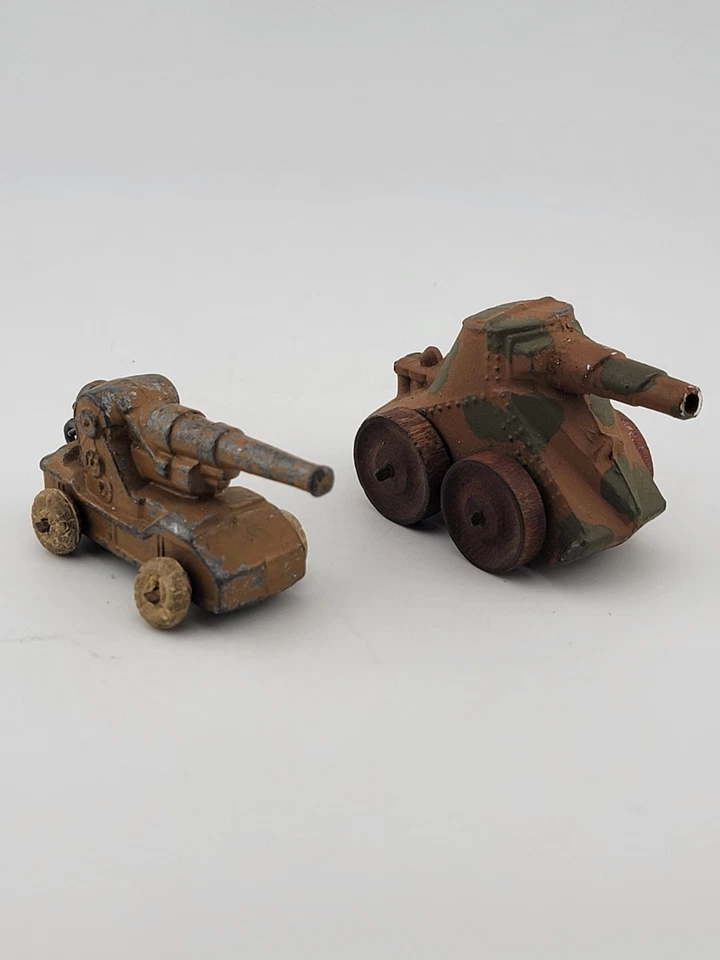 Antique 1930's Barclay Manoil Lead Army Tank W Wooden Wheels & Cannon W Rubber W - Image 1 of 4