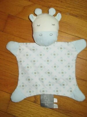 HTF Living Textiles Baby Blue Giraffe Rattle Security Blanket/Lovey Foto 1 de 4
