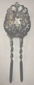 Victorian Pierced & Etched Sterling Silver Hair Pin Comb - Picture 1 of 12
