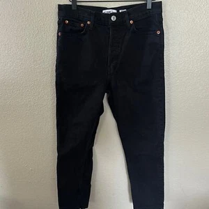 Pantalones de mezclilla recortados al tobillo de tiro alto negros re/hechos talla 30 - Imagen 1 de 10