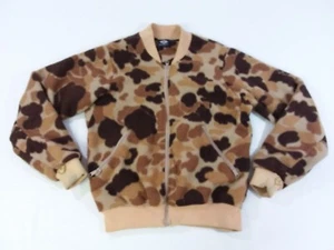 1980s Vintage Woodland Camo Columbia Midweight Fleece Jacket Mens Med Full Zip - Picture 1 of 8