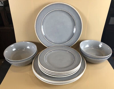 "JUEGO (12) Melamina Country Rústica Gris Perla 11"" Cena + 8"" Platos de Ensalada + Cuencos" Foto 1 de 4