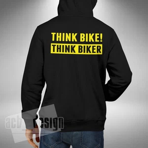 Think Bike! Think Biker Adult Hoodie Motorbike Safety Hazard Awareness - Picture 1 of 5