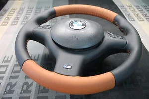 VOLANTE VOLANTE IN PELLE BMW Serie 3 E46 Serie 5 E39 M-TECH #1147 S56 NERO CERNIERA - Foto 1 di 10