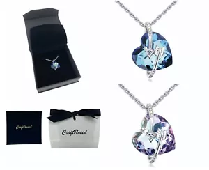 Collar colgante de cristal de corazón marino artesanal mujer plata 925 collar regalo - Imagen 1 de 10