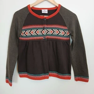 Hanna Andersson Sweater Girl 10 Button Front Folk Boho Scandi Artisanal Retro - Picture 1 of 12