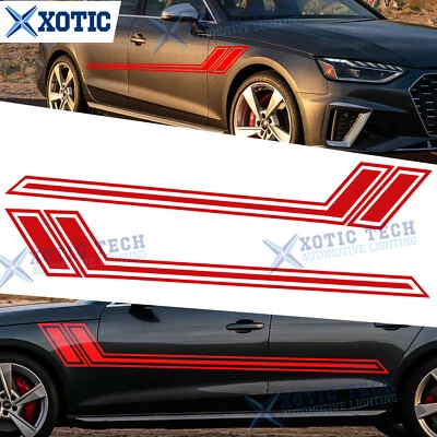 67" Glossy Red Racing Stripes Side Skirt Door Vinyl Sticker For Audi A4 A3 A5 A6 - Image 1 of 4