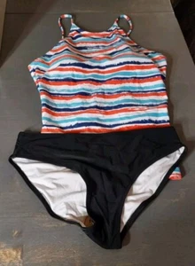 Traje de baño para mujer Beach Sissi 2 piezas Tankini medio superior inferior varias rayas nuevo con etiquetas - Imagen 1 de 7