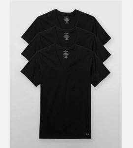 Calvin Klein Men's 3 Pack V Neck Tee Shirts (BLACK, Large) NWOT - Picture 1 of 3